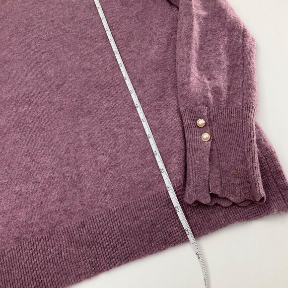 Nanette Lepore Womens Purple Cashmere Ruffle Sweater Size M preppy classic soft - Picture 8 of 10